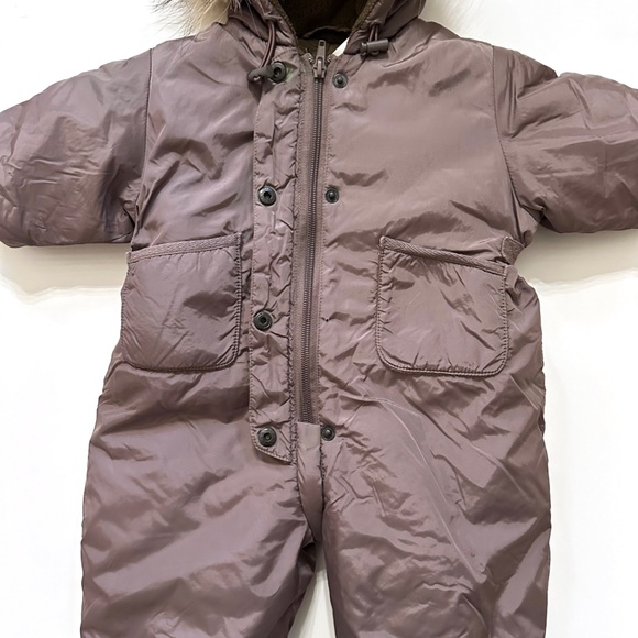 Bonpoint Baby | Snowsuit w/Booties | Fur Trim Hood | 6-9 (12) Months - Picture 3 of 9